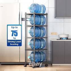 5 Tier Metal Shelving Unit Rack, Heavy Duty Storage Trolley with Wheels, Black