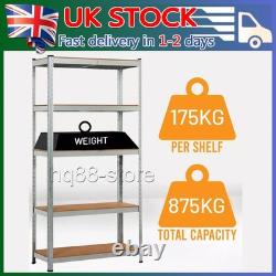 5 Tier Racking Heavy Duty Garage Shelving Storage Shelves Boltless Steel Unit