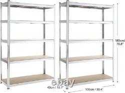 5 Tier Racking Heavy Duty Garage Shelving Storage Shelves Boltless Steel Unit