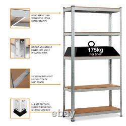 5 Tier Racking Shelf Heavy Duty Garage Shelving Storage Shelves Unit 180x90x40cm
