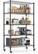 5 Tier Racking Shelf Heavy Duty Storage Shelves Unit With 4 Casters 91x45x208 Cm