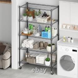 5 Tier Wire Shelving Metal Storage Rack Heavy Duty Office Kitchen Stand Shelf UK