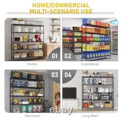 5 Tier Wire Shelving Unit with Wheels, 185cm Heavy Duty Metal Shelving Units