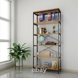 5 Tiers Bookcase Wooden Shelving Units Metal Frame Display Shelf Storage Shelf