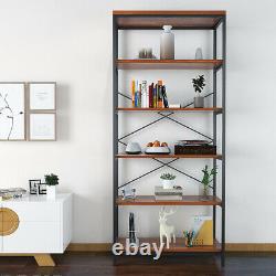 5 Tiers Bookcase Wooden Shelving Units Metal Frame Display Shelf Storage Shelf