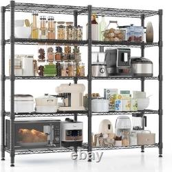 5 Tiers Wire Shelving Unit Adjustable Heavy Duty Metal Organizer Storage Rack UK