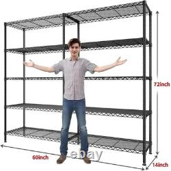 5 Tiers Wire Shelving Unit Adjustable Heavy Duty Metal Organizer Storage Rack UK