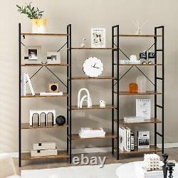 5-tier Industrial Bookshelf 14 Open Shelves Large Triple Floor Standing Bookcase