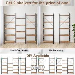 5-tier Industrial Bookshelf Free Standing Bookcase Display Shelf with 14 Shelves