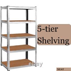 5 tier Shelving, Heavy Duty Garage Shelving Unit Boltless Steel Storage Rack