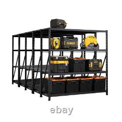 5 x Black Heavy Duty Racking With Metal Shelves 1830mm H x 1800mm W x 600