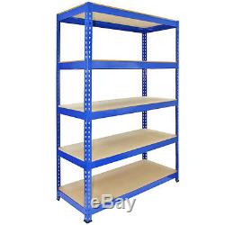 5 x Garage Shelves Shelving Unit Racking Boltless Heavy Duty Storage Shelf Blue