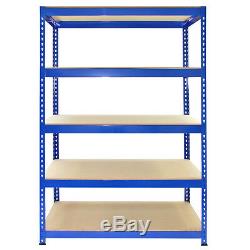 5 x Garage Shelves Shelving Unit Racking Boltless Heavy Duty Storage Shelf Blue