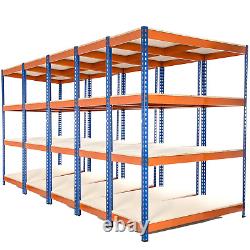 5 x Heavy Duty Garage Shelving Storage Racking Blue & Orange 400KG UDL