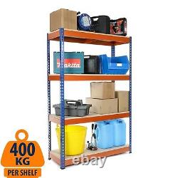 5 x Heavy Duty Garage Shelving Storage Racking Blue & Orange 400KG UDL