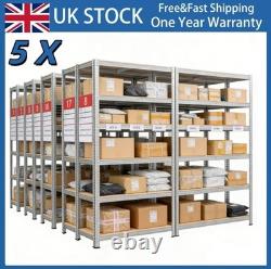 5x Garage Shelves Shelving 5 Tier Unit Racking Boltless Heavy Duty Storage Shelf
