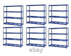 6X Heavy Duty Shelving Racking Mesh Shelves 4 Levels 180cm x 180cm x 60cm UKED