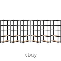 6 Bays 180 x 90 x 30cm Black Five tier shelving units (1000kg Load Capacity)