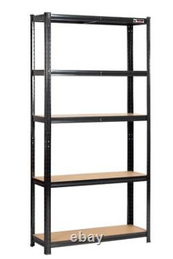 6 Bays 180 x 90 x 30cm Black Five tier shelving units (1000kg Load Capacity)
