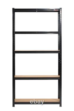 6 Bays 180 x 90 x 30cm Black Five tier shelving units (1000kg Load Capacity)