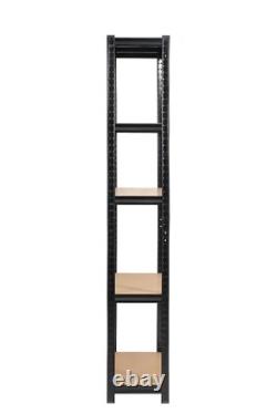 6 Bays 180 x 90 x 30cm Black Five tier shelving units (1000kg Load Capacity)