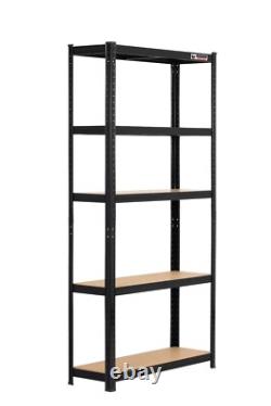 6 Bays 180 x 90 x 30cm Black Five tier shelving units (1000kg Load Capacity)