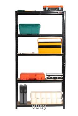 6 Bays 180 x 90 x 30cm Black Five tier shelving units (1000kg Load Capacity)