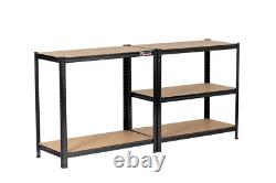 6 Bays 180 x 90 x 30cm Black Five tier shelving units (1000kg Load Capacity)