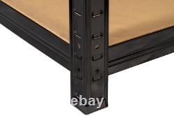 6 Bays 180 x 90 x 30cm Black Five tier shelving units (1000kg Load Capacity)