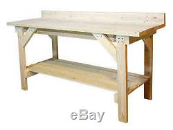 6' Heavy Duty Natural Wood Garage Workbench 2 Shelf Basement Storage Work Table