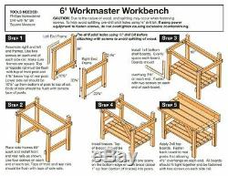 6' Heavy Duty Natural Wood Garage Workbench 2 Shelf Basement Storage Work Table