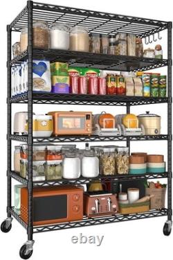 6 Tier Metal Garage Shelving Unit with Wheels, 91cm x 46cm x 191cm, Heavy Duty
