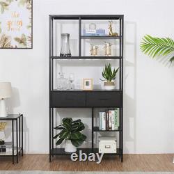 6 Tier Tall Bookcase Wooden BookShelf Shelves Book Magazine Storage Living Room