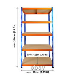 6 x 5 tier Garage Racking Shelves Heavy Duty Shed Storage 180cmh x 90cmw x 45cmd