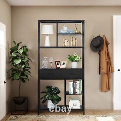 6ft Heavy Duty Bookshelf with Drawers Home Storage Display Shelves Open Cabinet