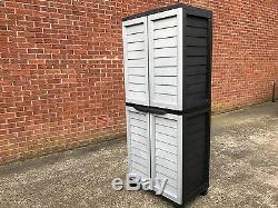 6ft Plastic Garden Storage Utility Shed Cabinet 4 Shelves Black and Silver Grey