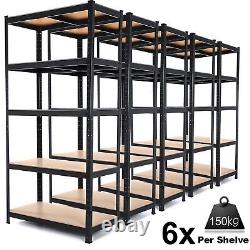 6x Garage Shelves Shelving 5 Tier Unit Racking Boltless Heavy Duty Storage Shelf