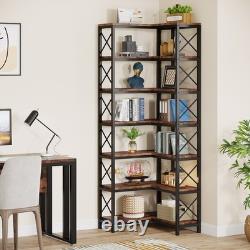 7-Shelf Corner Bookshelf, 7-Tier Tall Corner Shelf Storage Display Rack