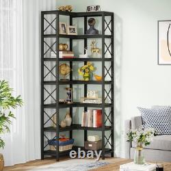 7-Shelf Corner Bookshelf, 7-Tier Tall Corner Shelf Storage Display Rack