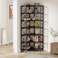 7-Shelf Corner Bookshelf, 7-Tier Tall Corner Shelf Storage Display Rack
