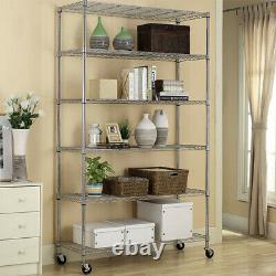 82x48x18 6 Tier Wire Shelving Unit Heavy Duty Height Adjustable NSF