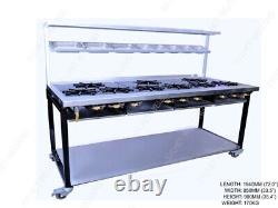 9 Burner Commercial, Heavy duty range Gas Cooker single shelf, S/T Lpg