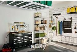 Adjustable Ceiling Overhead Storage Garage System Hanging Rack Shelves In White