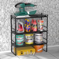 Adjustable Kitchen Cupboard Shelf Riser Organiser Heavy Duty Steel 2 Pack Black