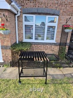 BBQ Grill / Charcoal Barbecue with Side Shelf Heavy Duty Handmade Steel