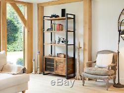 Baumhaus Urban Chic Large Bookcase with Storage & Sliding Doors- Reclaimed Wood