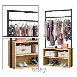 Bedroom Clothes Rial Double Open Wardrobe 2 Shelves Furniture Storage Shoe Rack