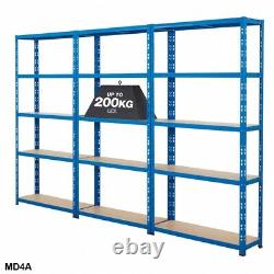 BiGDUG 3x Bay Heavy Duty Steel Garage Shelving Kit, 179cm x 90 cm, 200kg