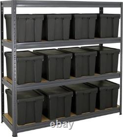 BiGDUG Heavy Duty Garage Shelving Unit 1770H x 600Dmm 4 Tier With Wham Boxes