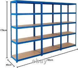 BiGDUG Heavy Duty Garage Shelving Unit 3 Bay 179x90x45 cm 200kg UDL Per Shel